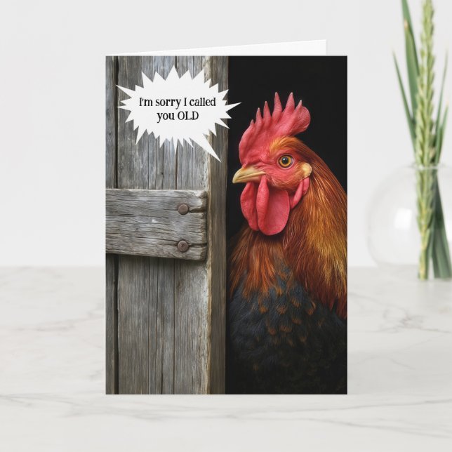Carte Rooster Obtenir un vieil Humour pour Anniversaire (Devant)