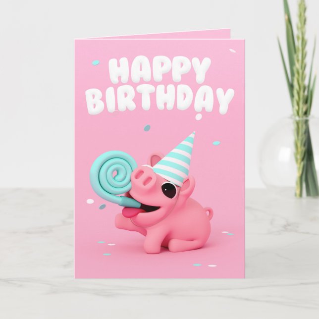 Carte Rosa the Pig Happy Birthday card (Devant)