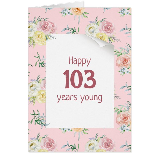 Carte Rose 103e anniversaire Watercolor (Devant)