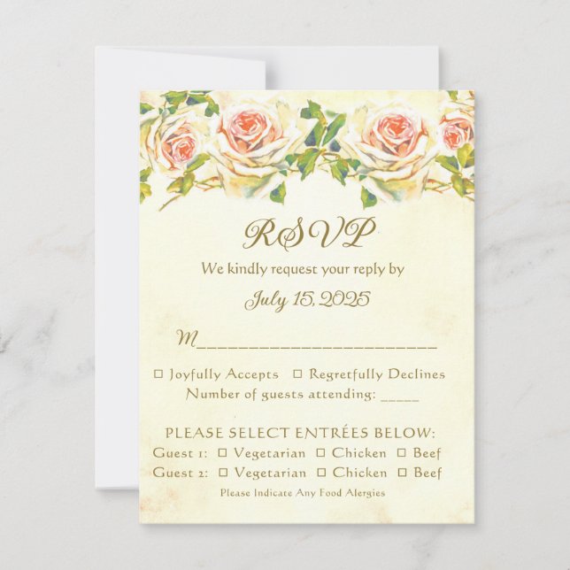 Carte Rose antique 4,25 x 5,5 RSVP 1 (Devant)