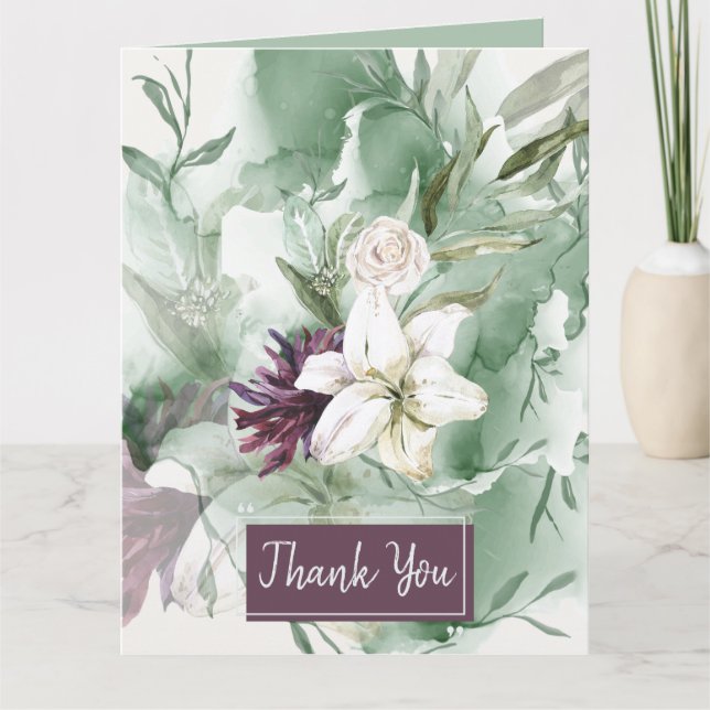 Carte Rose aquarelle, Lily, Magnolia (Devant)