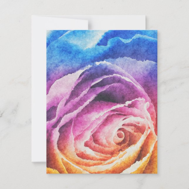Carte Rose arc-en-ciel aquarelle (Devant)