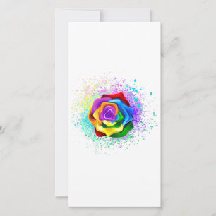 Carte Rose arc-en-ciel coloré