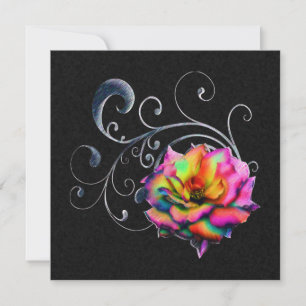 Carte Rose arc-en-ciel tourbillonnant