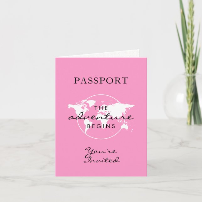 Carte rose Baby shower d'aventure Plier sur Passep (Devant)