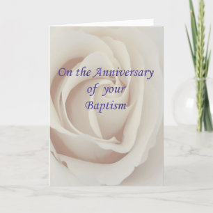 Carte Rose blanc de baptême/anniversaire de baptême