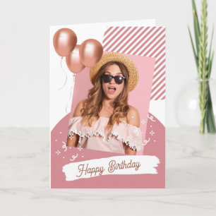Carte Rose blanc minimaliste heureux anniversaire plié