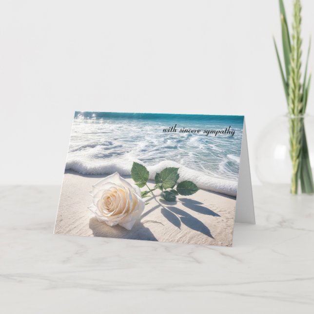 Carte Rose Blanche Sympathique Sur Le Sable De Plage (Devant)