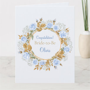Carte Rose Bleue Mariage aux Reflets Dorés