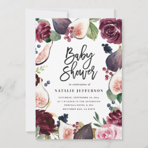 Carte Rose, bordeaux + fig aquarelle floral et script
