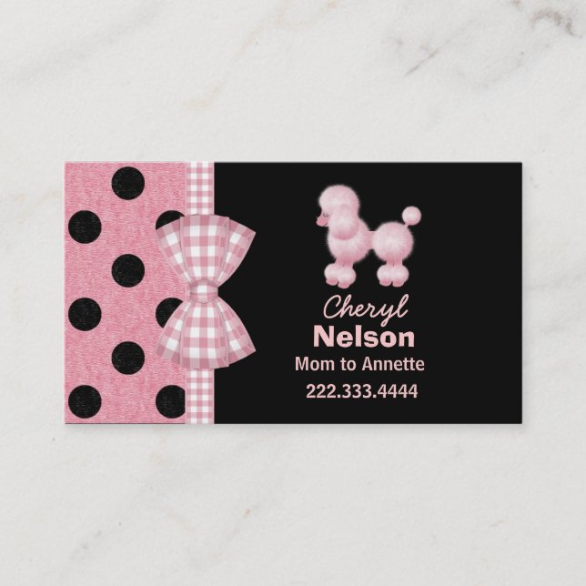 Carte rose chic de maman de caniche (Devant)
