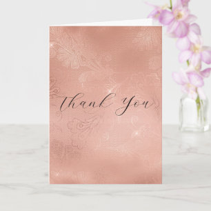 Carte Rose chic or dentelle Mariage Merci