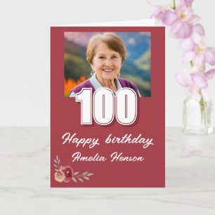 Carte Rose couleur rouge photo 100e anniversaire