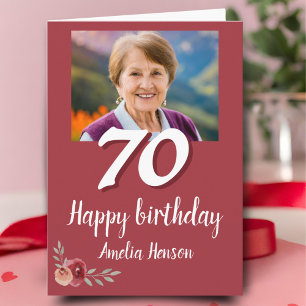 Carte Rose couleur rouge photo 70e anniversaire