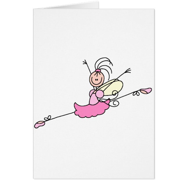 Carte rose d'ange de ballerine de bâton (Devant)