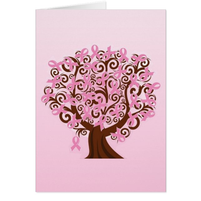 Carte rose d'arbre de ruban de cancer du sein (Devant)