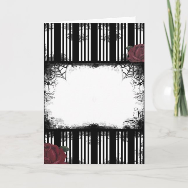 Carte Rose de bande noire gothique (Devant)