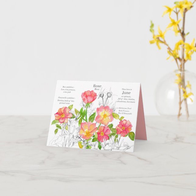 Carte Rose de chèvrefeuille d'anniversaire de juin Fleur (Fleur jaune)