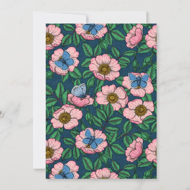 Carte Rose de chien et papillons (Devant)