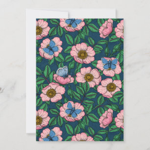 Carte Rose de chien et papillons