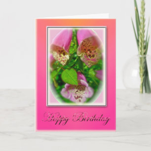 Carte rose de joyeux anniversaire de digitales