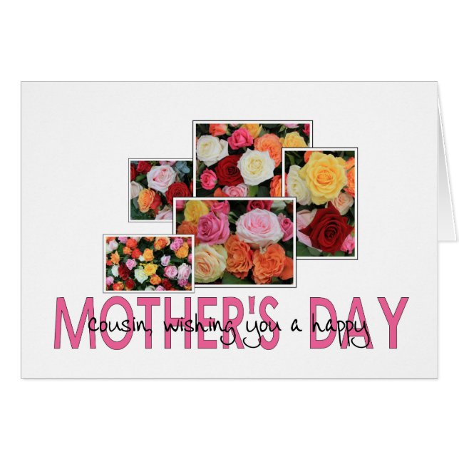Carte rose de la fête des mères de Cousin Happy (Devant horizontal)