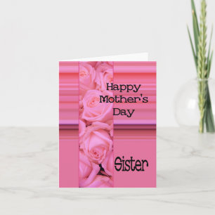 Carte rose de la Fête des mères Soeur Happy