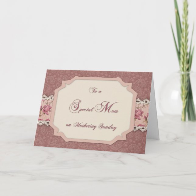 Carte Rose de Mothering Sunday Shabby (Devant)