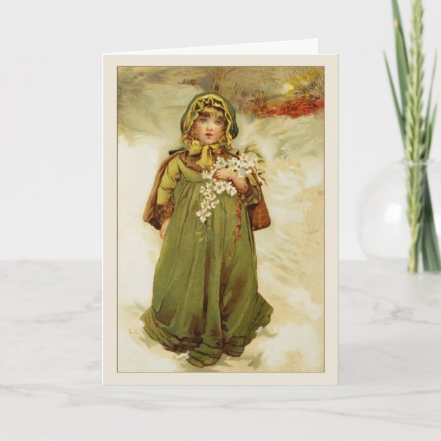 Carte Rose de Noël victorienne (Devant)