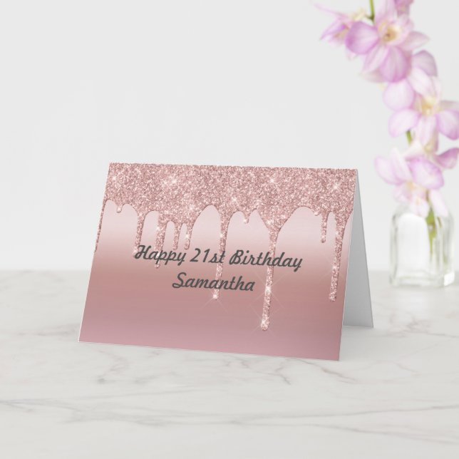 Carte Rose de Parties scintillant de séchage personnalis (Orchidée)