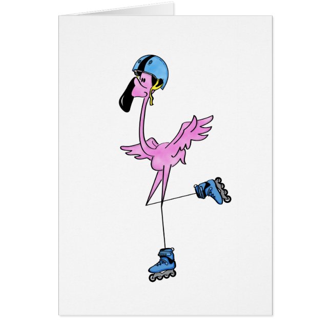 Carte rose de patinage de rouleau de Flamant rose (Devant)