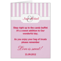 Carte rose de poème de buffet de sucrerie de