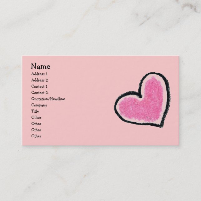 Carte ROSE de profil de COEUR (Devant)