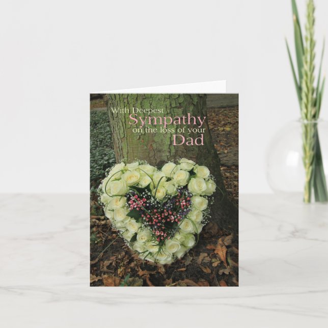 Carte rose de sympathie papa loss (Devant)