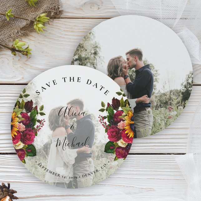 Carte Rose de tournesol rustique mariage photo enregistr (Créateur téléchargé)