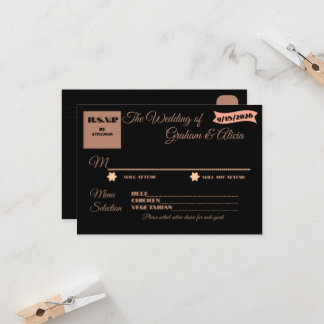 Carte Rose Dusty Elegant Minimaliste Plaqué RSVP