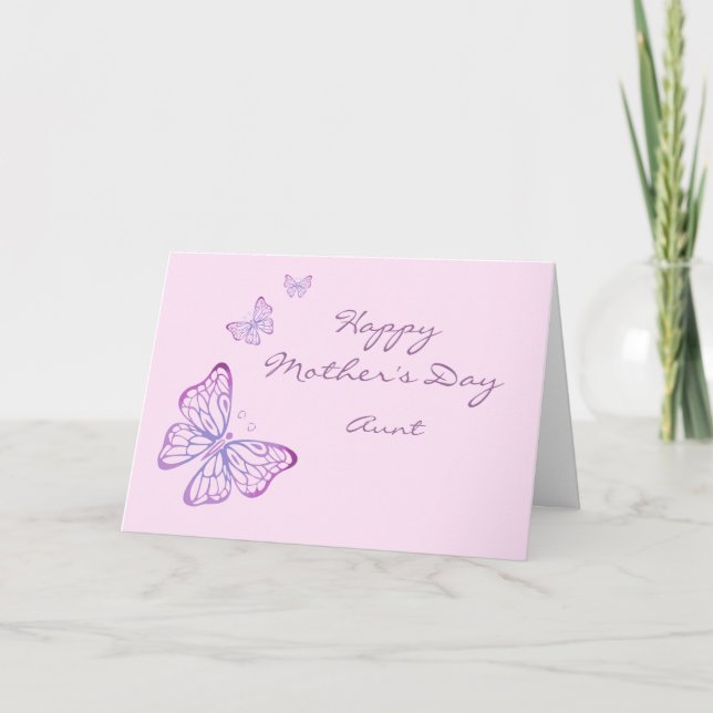 Carte Rose élégant de papillons de jardin du jour de (Devant)