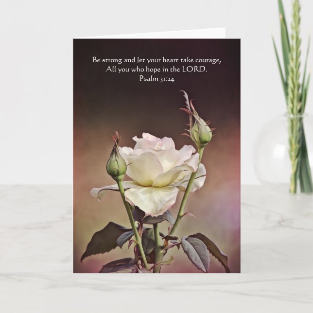 Carte Rose et Buds Scripture Card Psaume 31:24 (Devant)