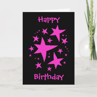 Carte Rose et noir de fille d'anniversaire