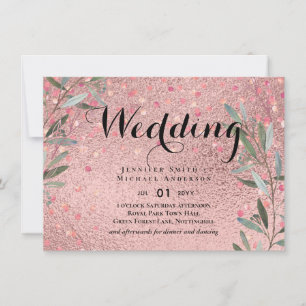 Carte Rose Eucalyptus Feuille Foil Look MARIAGE