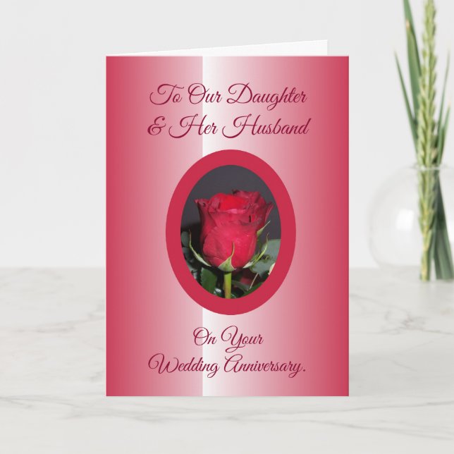 Carte Rose Fille Mari Anniversaire de Mariage Personnali (Devant)