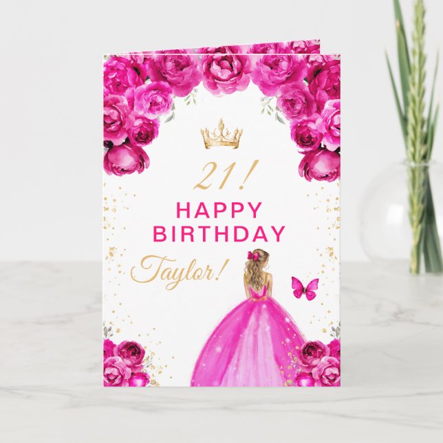 Carte Rose Floral Blonde Coiffeuse Fille Joyeux Annivers (Devant)