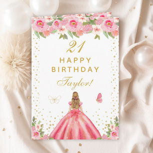 Carte Rose Floral Blonde Coiffeuse Fille Joyeux Annivers