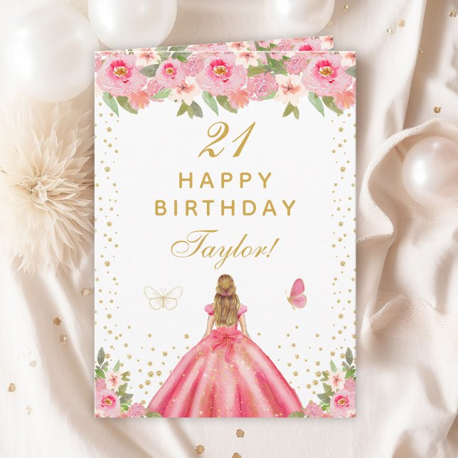 Carte Rose Floral Blonde Coiffeuse Fille Joyeux Annivers (Créateur téléchargé)