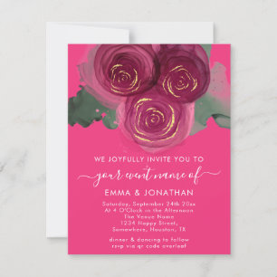 Carte Rose Floral QR Code Bourgogne Marsala Candy