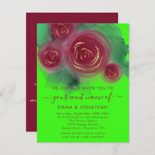 Carte Rose Floral QR Code Bright Green Marsala
