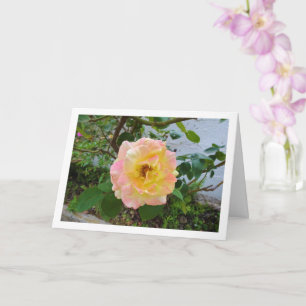Carte Rose floral rose et jaune