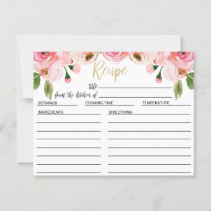 Carte rose florale de recette de Fête de la mariée
