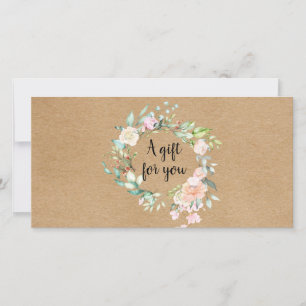 Carte Rose Garland Rustic Kraft Certificat cadeau