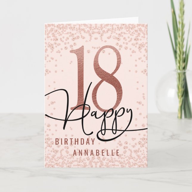 Carte Rose God & Blush Pink 18e anniversaire (Devant)